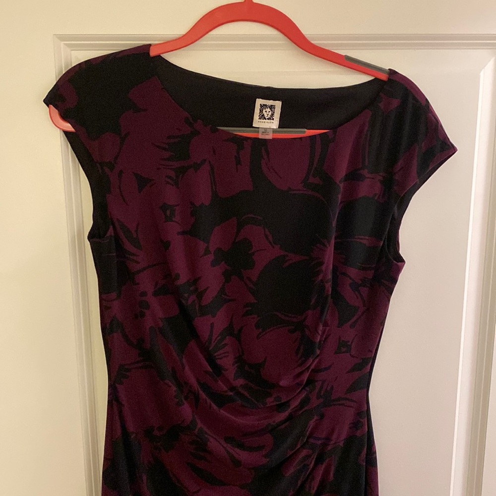 Anne Klein purple & black print dress